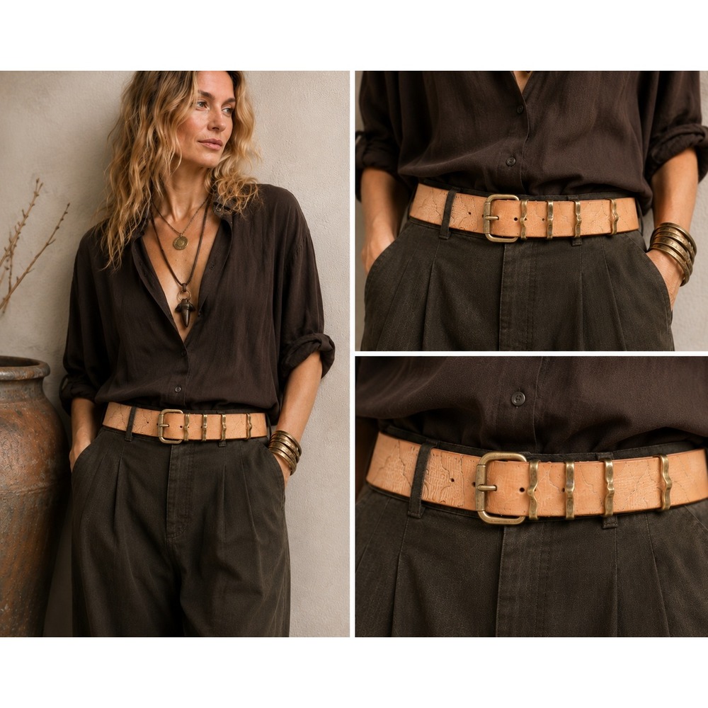 A.Jason Ross Donna Karan Belt P/S Tan Leather Artisan Boho Rustic Designer